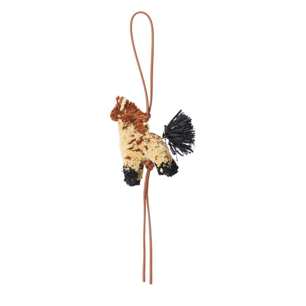 Loewe - Giraffe Bag Charm in Raffia and Calfskin